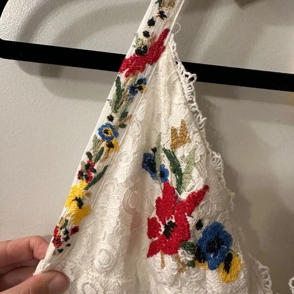 Free People White Halter Midi Dress with Floral Embroidery - Picture 4 of 7